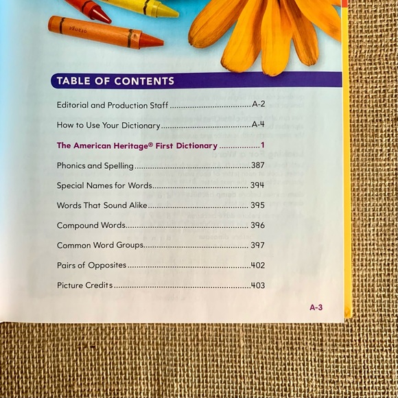 THE AMERICAN HERITAGE FIRST DICTIONARY Hardcover Book Age 5 + / Level K - 2 - Picture 3 of 12